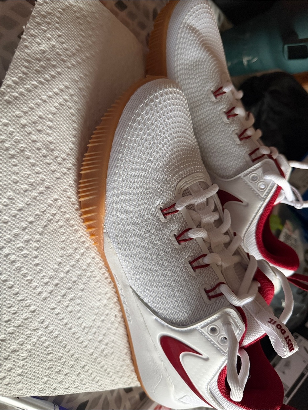 Nike Men’s White & Red Sneakers with Gum Outsole